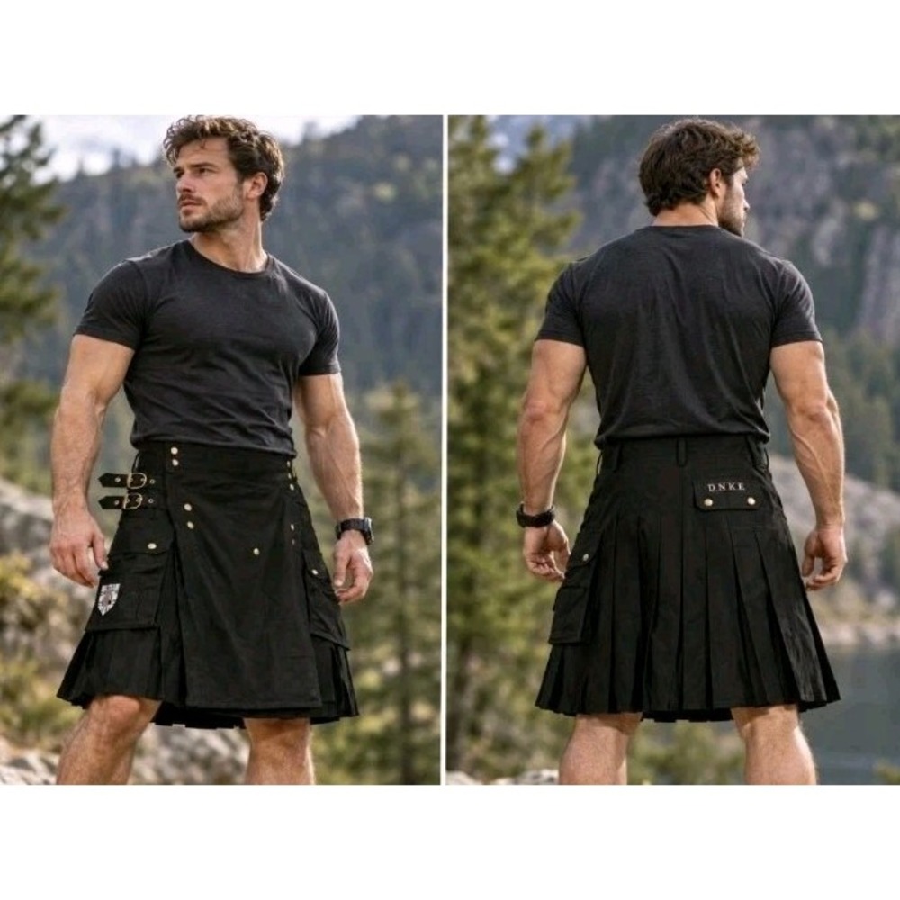 Damn Near Kilt Em Black Greenhorn Mens L Utility Kilt Rugged Outdoors Workwear